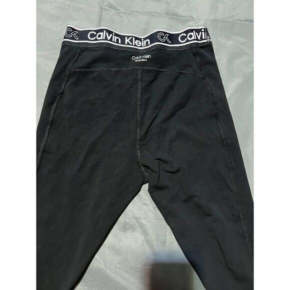 Calvin Klein Performance‎ Stretch Pants Womens Size Small Black White Logo - Picture 5 of 11